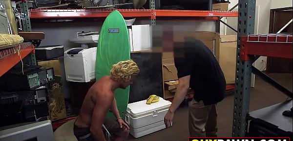  Handsome surfer photoshooting before spitroast in POV